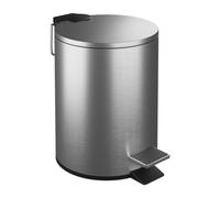 Relaxdays Cubo de Basura Baño, 3 L, Papelera Redonda, TapaCierre Suave, Acero Inoxidable, Interior Extraíble, Plateado