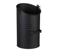 Relaxdays Cubo de Carbón 12 L, Hierro, Recipiente para Pellets con 2 Asas, Recogedor de Cenizas Chimenea, Metal, Negro