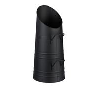 Relaxdays Cubo de Carbón 9 L, Hierro, Recipiente para Pellets con 2 Asas, Recogedor de Cenizas Chimenea, Metal, Negro