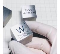 Cubo científico de Tungsteno de 2,54mm de lado y 315 gramos. Presenta grabados A láser los principales datos del elemento químico