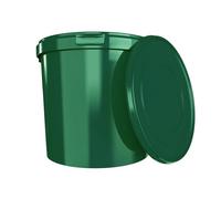 Cubo con tapa, 10 l, color verde, redondo, plástico apto para alimentos, hermético y estable, con asa para alimentos, productos químicos, detergente en polvo y adhesivos adecuado