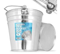 Cubo Cubeta 7L Metal Zinc Hoja Acero Galvanizado Robusto Trabajo Multiuso Construcción Limpieza Calidad Agua Jardín Carbón Cemento Mortero