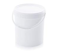 Cubo de 20 l con tapa, apto para alimentos, 20 litros, color blanco