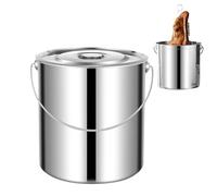 Cubo de acero inoxidable - Contenedor para almacenamiento con tapa y asa, cubo metálico resistente para agua | Para sopa, leche, agua, arroz, harina cereales, comida seca para gatos casa Ap