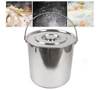 Cubo de acero inoxidable de 20L con tapa, extra grueso de 1,6 mm, cubo de acero inoxidable para grandes cantinas de restaurantes, sopa de pollo con verduras, sopa y estofado en la cocina del hotel