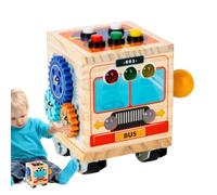 Cubo de actividades ocupado, Cubo de actividades de aprendizaje - Cubo de actividades de autoaprendizaje para el diseño de autobuses - El juguete educativo de madera aumenta las habilidades motoras y