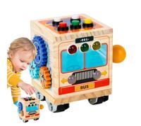Cubo de actividades ocupado, cubo de actividades de aprendizaje,Juguetes sensoriales de viaje de diseño para autobús | Juguete sensorial de madera para habilidades motoras finas, cumpleaños, bolsa de
