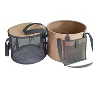 Cubo de agua plegable portátil reforzado de PVC con bolsillo de red para viajes de pesca, uso al aire libre, aventura, contenedor de agua plegable al aire libre
