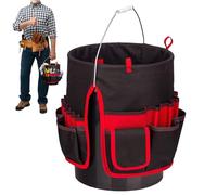 Cubo de almacenamiento de herramientas: organizador de jardín compacto, múltiples bolsillos, estuche portátil duradero, accesorio práctico para destornilladores, niveles, alicates, almacenamiento manu