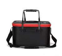 Cubo de almacenamiento de pesca con diseño plegable de EVA para una portabilidad ligera y un mantenimiento seguro de los peces, incluyendo asas de transporte y correa ajustable (gris)