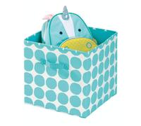 Cubo de almacenamiento de tela con lunares de iDesign, cesta mediana con asas laterales dobles para armario, dormitorio, juguetes, guarder a - Ve
