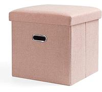 Cubo de almacenamiento otomano plegable con asa y tapa extraíble para una fácil organización en la sala de estar y el dormitorio