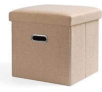 Cubo de almacenamiento otomano plegable con asa y tapa extraíble para una fácil organización en la sala de estar y el dormitorio