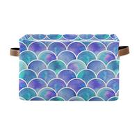 Cubo de almacenamiento rectangular de tela de sirena con asas - cestas de almacenamiento cuadradas para estantes, cestas de regalo, organizador de juguetes, decoración de habitación de bebé