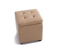 Cubo de almacenamiento/taburete reposapiés/escalón para cachorros/mesa de café con mango de agujero soporta hasta 100 kg de poliuretano (color: beige Tamaño: S)