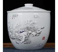 Cubo de arroz hermético de cerámica, jarrón de Jengibre para decoración del hogar, dispensador de Granos, jarrón de cerámica Estilo Chinoiserie con Tapa para Almacenamiento de té y Alimentos
