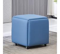 Cubo de asiento de cuero apilable 5 en 1 con ruedas giratorias, taburete otomano móvil para sala de estar o dormitorio