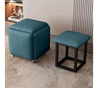 Cubo de asiento giratorio con otomana apilable y reposapiés movible, silla rodante para sala de estar y dormitorio