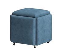 Cubo de asiento móvil 5 en 1, taburete de sofá de tela colorida y silla apilable, silla giratoria acolchada para sala de estar (45 x 45 x 45 cm, azul)