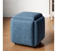 Cubo de asiento multifuncional 5 en 1 con ruedas giratorias, apilable, taburete otomano, reposapiés otomano, silla de tocador para sala de estar, dormitorio, forma cuadrada de 14 x 14 pulgadas