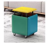 Cubo de Asiento Taburete 5 en 1 con Ruedas giratorias Sofá apilable Taburete Taburete otomano anidado Reposapiés móvil Tocador para Sala de Estar Dormitorio (Color: Multicolor)