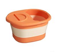 Cubo de baño plegable de silicona con diseño portátil retráctil, lo suficientemente espacioso para remojar los pies en casa y fácil de mantener limpio (con cubierta naranja)