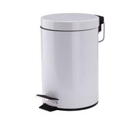 MSV France – Papelera de baño – Acero inoxidable con cubo interior extraíble y pedal – Blanco 3L
