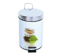 MSV Cubo de basura con pedal Lingga – 3 L, acero inoxidable, hoja verde 25.6x16.5x16.5 cm
