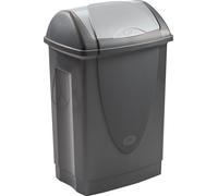 Cubo de basura 50L de plástico reciclado - Tapa basculante - Gris Antracita - 44x34x65 cm - Gran capacidad - Fabricado en Francia - Ideal para cocina, oficina, cellier - M home by Mazzei