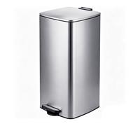 Cubo de basura 60 L, pedal, acero inoxidable, papelera para cocina, oficina
