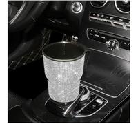 Cubo de basura ABS para coche con decoración de diamantes de imitación en forma de diamante para un clip seguro para colocar el salpicadero o la consola (blanco)