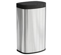 Cubo de basura automático HOMCOM 55L de acero inoxidable, tapa con cierre suave, cubo de basura con sensor de movimiento sin contacto, resistente a las huellas dactilares, plateado