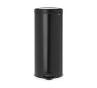 Brabantia Newicon Cubo de Basura con Pedal, Acero Inoxidable, Negro Mate, 30L