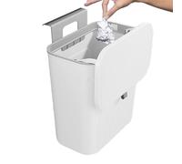 Cubo de basura colgante, 27 x 29 cm, cubo de basura para la cocina, polipropileno duradero, no requiere taladrar, tapa de gran diámetro, para cocina, baño, oficina
