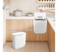 Cubo de basura colgante plegable de 10 l con tapa, montaje en pared, práctico para cocina, camping, caravana y caravanas