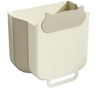 Cubo de basura colgante plegable para puerta de armario, cubo de basura delgado debajo del fregadero, cubo de basura de policarbonato de 21 x 19 x 13,5 cm (blanco mediano)