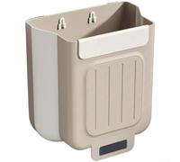Cubo de basura colgante plegable para puerta de armario, cubo de basura delgado debajo del fregadero, cubo de basura de policarbonato de 21 x 19 x 13,5 cm (marrón pequeño)