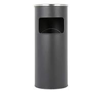 Cubo de basura con cenicero para exterior, Cenicero sobre pie de acero inoxidable con basura, Papelera Cenicero Altura 60 cm- Interior y exterior (Negro/1)