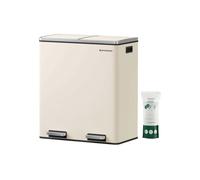 Cubo de basura con doble compartimento de 2 x 30 L Blanco Crema