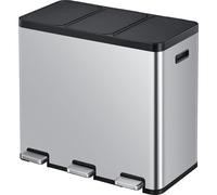 Cubo de basura con pedal Recycler, acero EKO, 60 l, colector triple