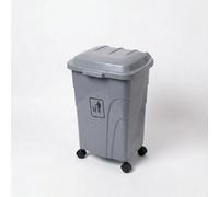 Cubo de Basura con Ruedas Auren 70L, Papelera de Reciclaje Grande con 4 Ruedas Giratorias, Contenedor de Plástico Resistente para Hostelería, Restaurantes y Terrazas, 45x44x68 cm (Gris)