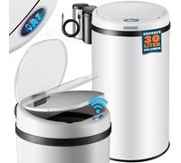Cubo de basura con sensor acero inoxidable blanco 30L