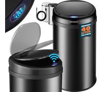 Cubo de basura con sensor acero inoxidable negro 40L