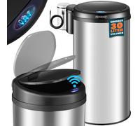 Cubo de basura con sensor acero inoxidable plata 30 litros