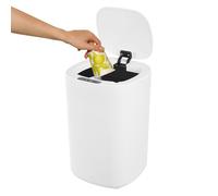 Cubo de basura con sensor inteligente para baño, 12 L, cubo de basura eléctrico, tapa automática, cubo de pañales inodoro, sin contacto, sin contacto, resistente al agua, color blanco