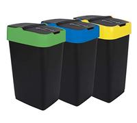 Cubo de basura con tapa oscilante, juego de 3 unidades, 60 l