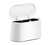 Cubo de basura con tapa pequeño Sidereum Mini cubo de basura para mesa, cubo de basura con popping, baño, oficina, cocina, escritorio, 1,5 l (blanco)