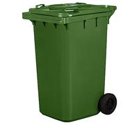 Cubo de basura Cubo de basura para residuos | PN-EN 840 | 240 litros | con ruedas | sistema de fijación para extracción mecánica | de plástico | color verde