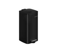 SONGMICS Cubo de Basura, Cubo de Basura de 30 L, Cubo de Basura de Cocina de Acero Inoxidable, con Cubo Interior, Cierre Suave y Permanece Abierto, Negro Tinta LTB593B02