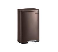 Cubo de Basura de 50 L Basurero para Cocina Pedal Acero Cubeta Interior Marrón